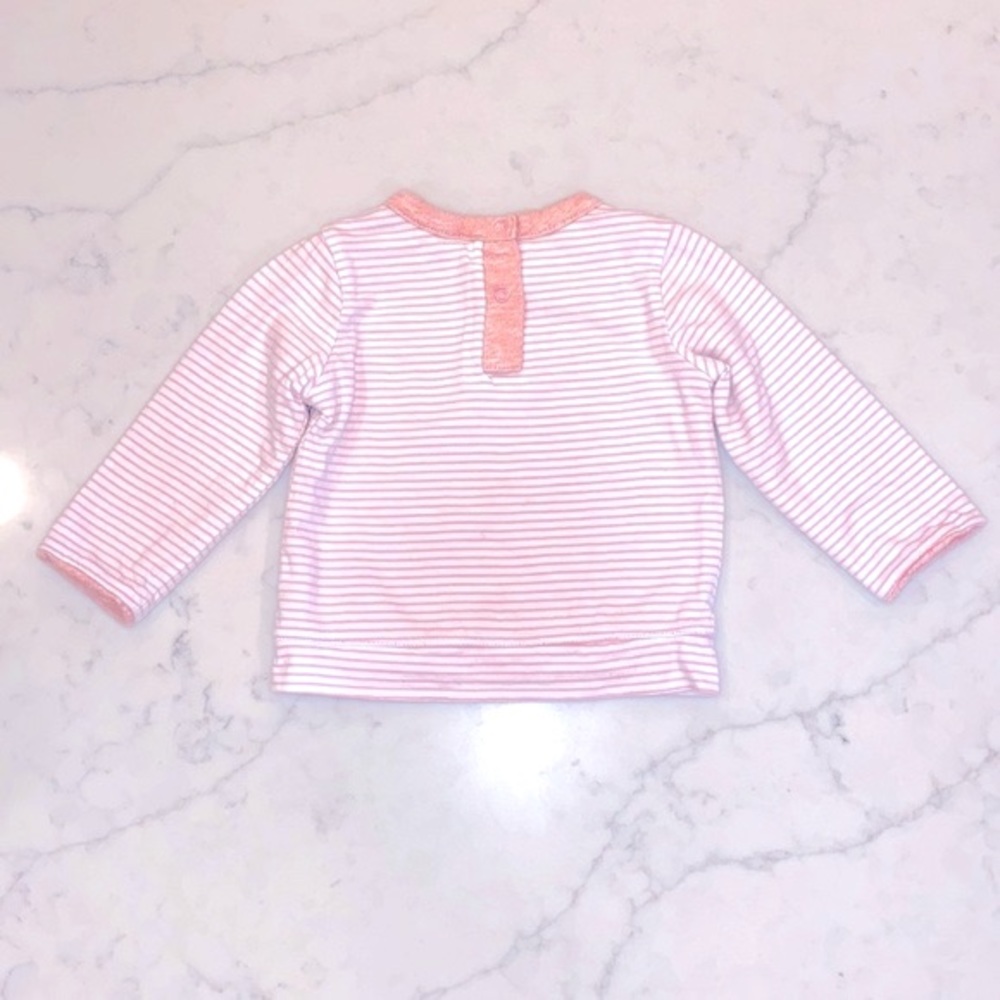EUC Gap Baby Girls’ Pink Heather Stripe Reversible Sweatshirt/ Top (6-12m) - Picture 4 of 7